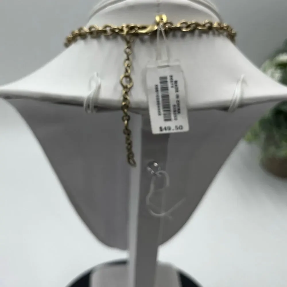 J. CREW Signed Crystal Rhinestone Gold Brass Tone Cluster Statement Necklace New